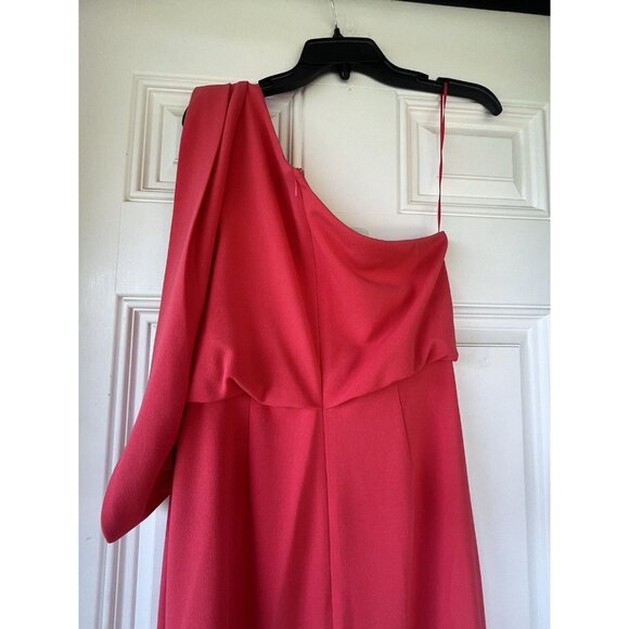 Belle Badgley Mischka Raya One Shoulder Draped Side Slit Maxi Dress Size 6 - Picture 8 of 12